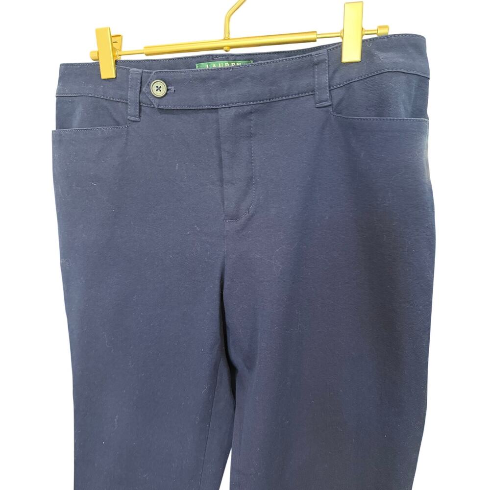LAUREN RALPH LAUREN Navy Adelle Pants 10 Stretch Straight Leg Trouser EUC - Picture 5 of 9